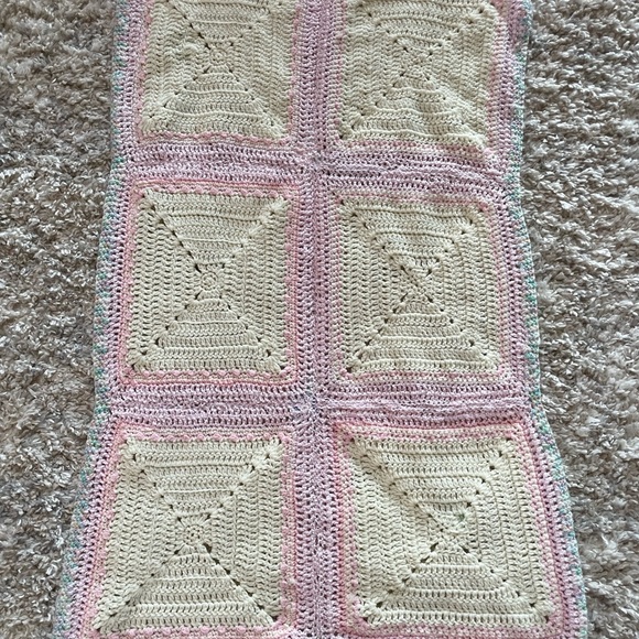 Handmade Baby Blanket with flowers 39” by 27” - Picture 5 of 7